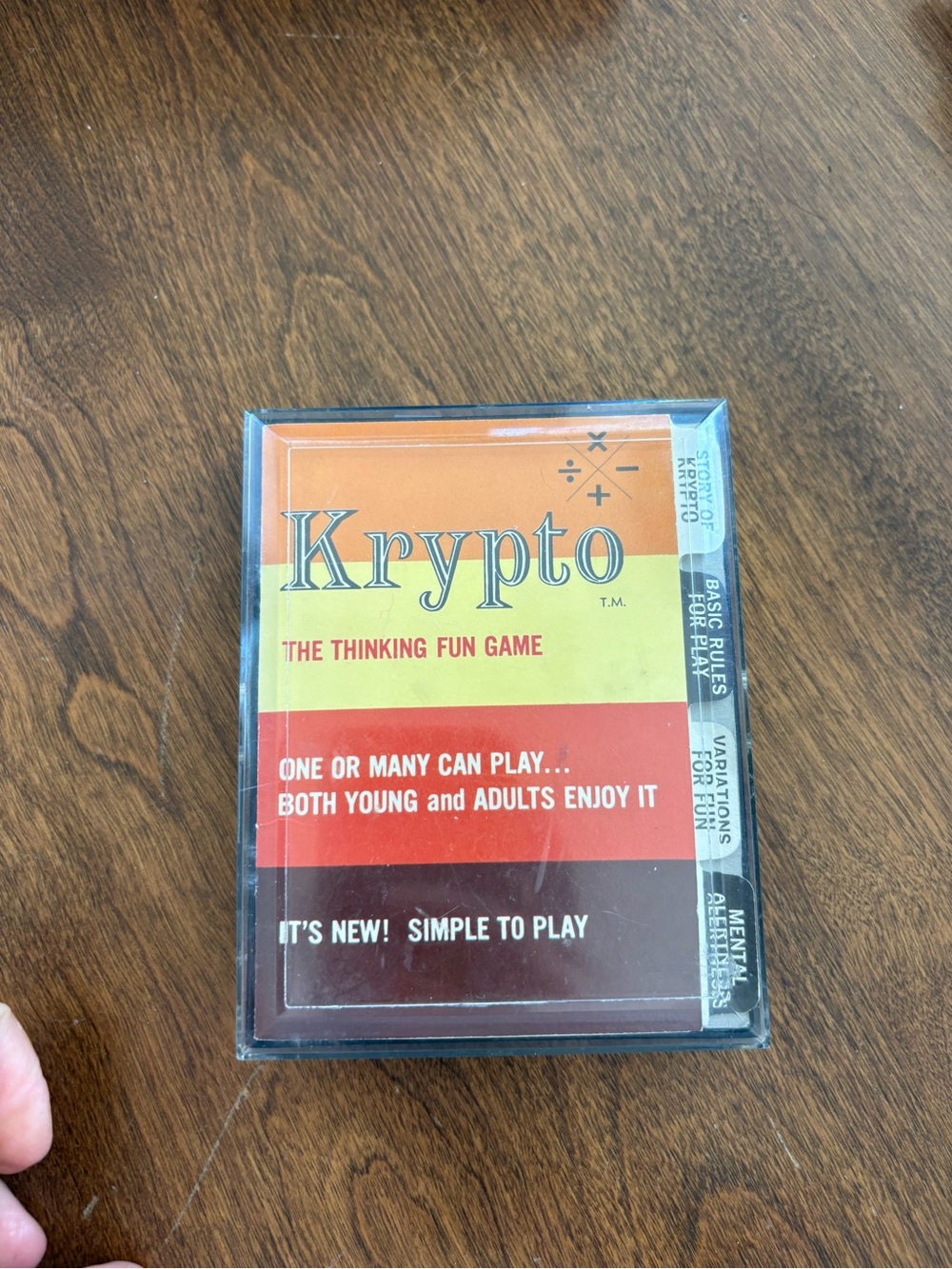 Krypto the Thinking Fun Card Game 1969 Vintage, Arithmetic/Math, 1-8 Players